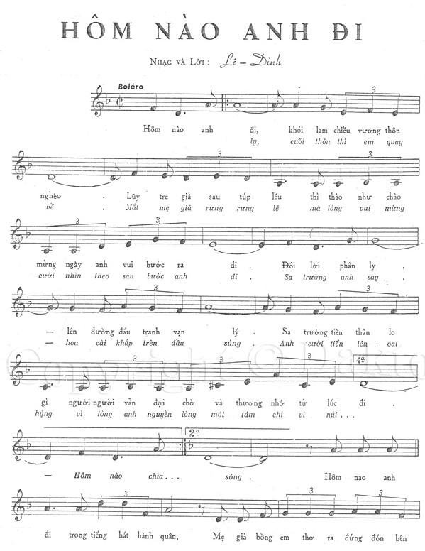 Sheet nhạc Hôm Nào Anh Đi